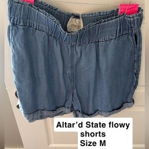 Altar'd State Denim Blue Casual Shorts